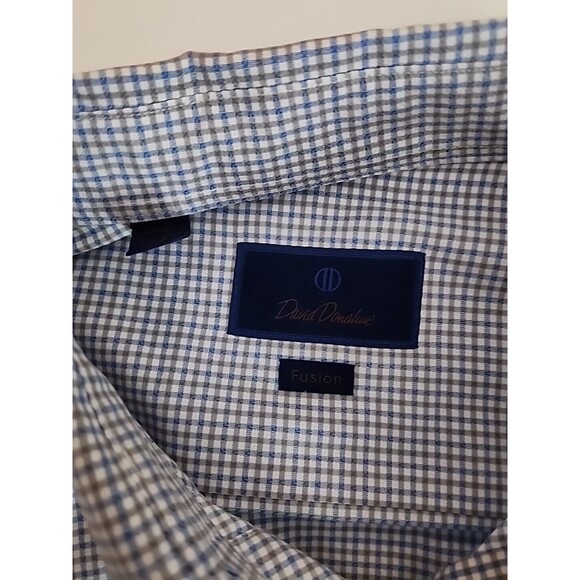 Mens David Donahue Fusion Long Sleeve 100% Cotton Knit 16 M/L Blue Dress Shirt - Picture 11 of 13